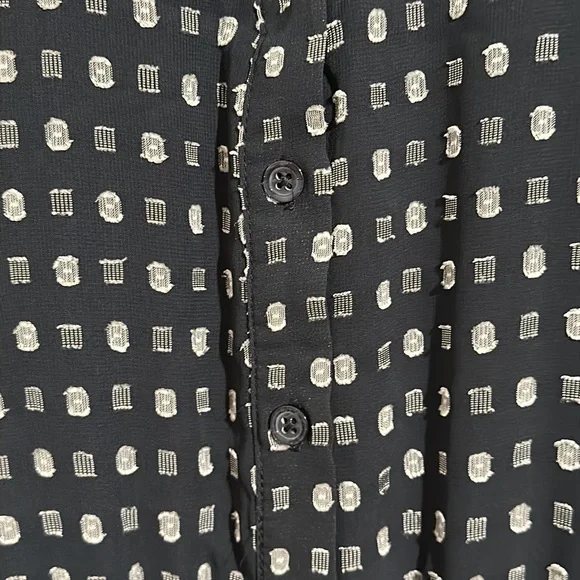 Anthro Current Air Short Sleeve Button Down Semi-Sheer Polka Dot MIDI Dress Sz L - Picture 11 of 14